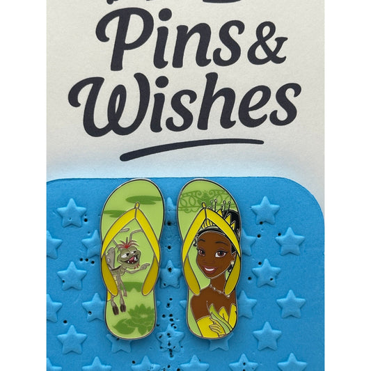 Disney Princess & Sidekicks Flip Flop Sandals - 2 Pin Set Tiana & Ray