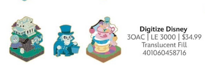 Limited Edition Digitize Disney - HM, Hatbox Ghost, Teacups (Expected Release July 28)