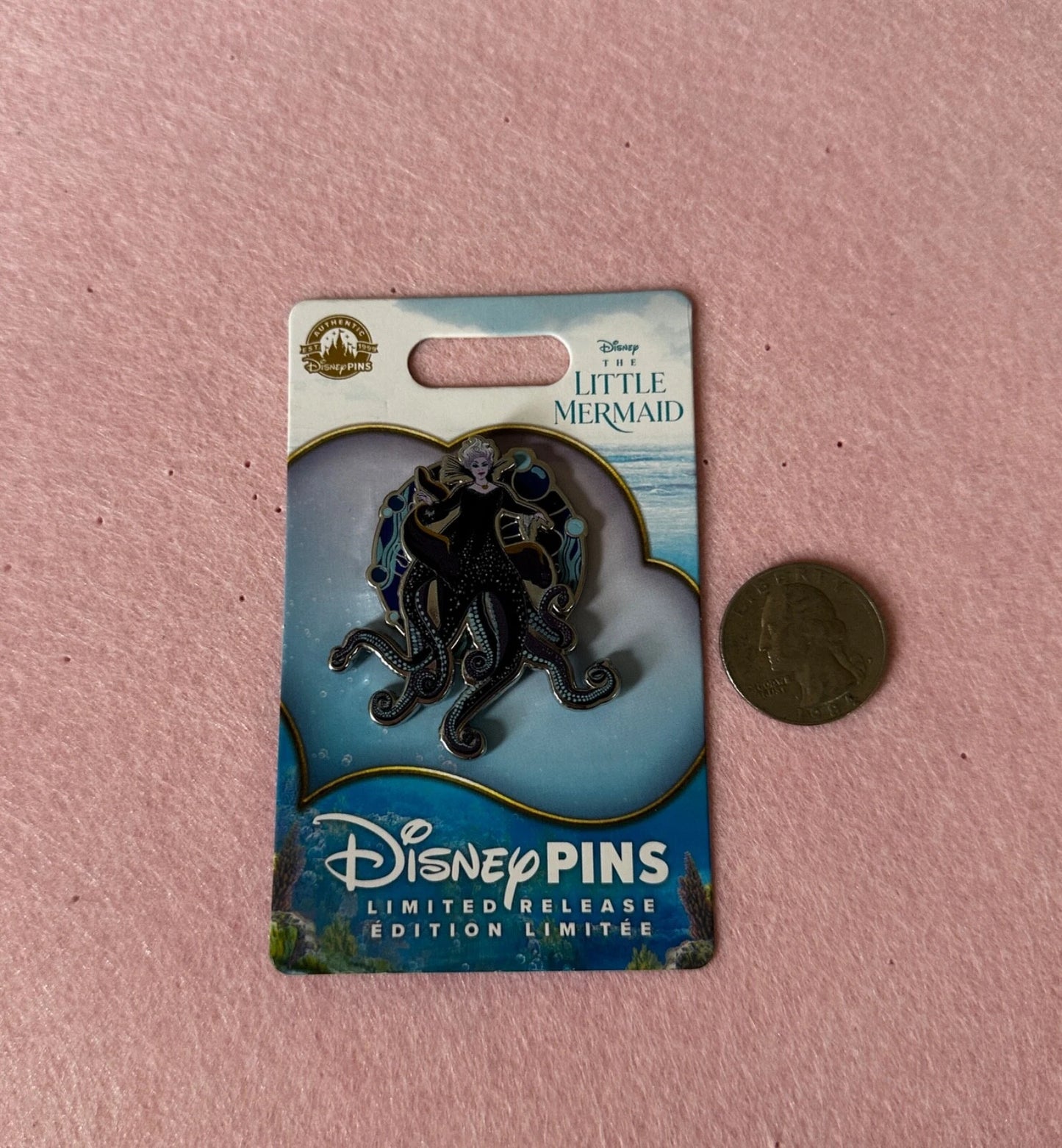 Disney Little Mermaid - Ursula Pin [Limited Release] | Pins and Wishes on a pink background 