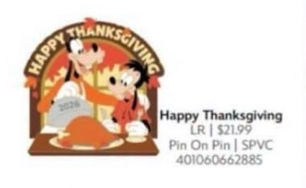 Limited Release Happy Thanksgiving Pin (Expected Release November 3)