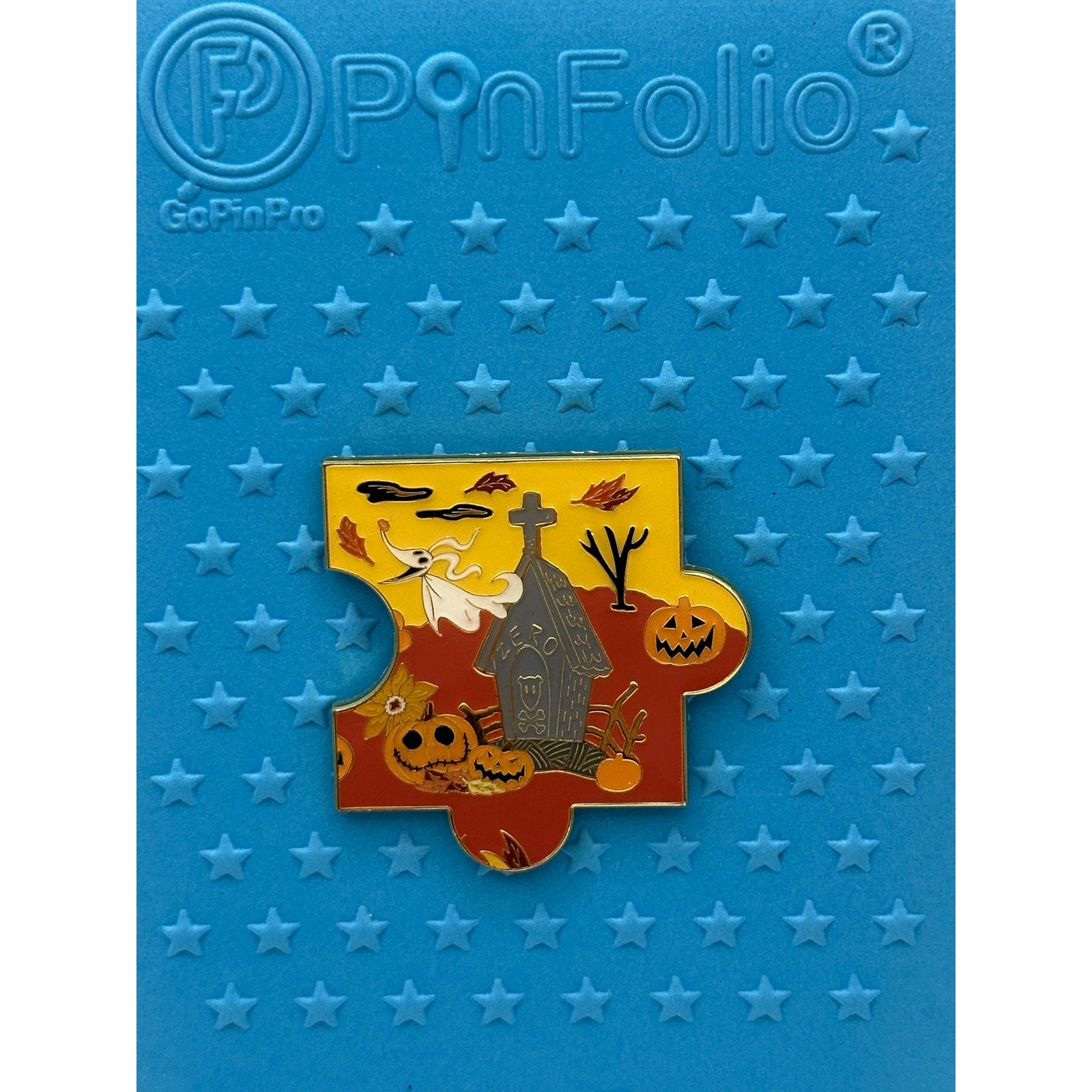Loungefly Disney The Nightmare Before Christmas Fall Characters Puzzle - Zero Pin on a Blue Background Pin Board from pins and wishes