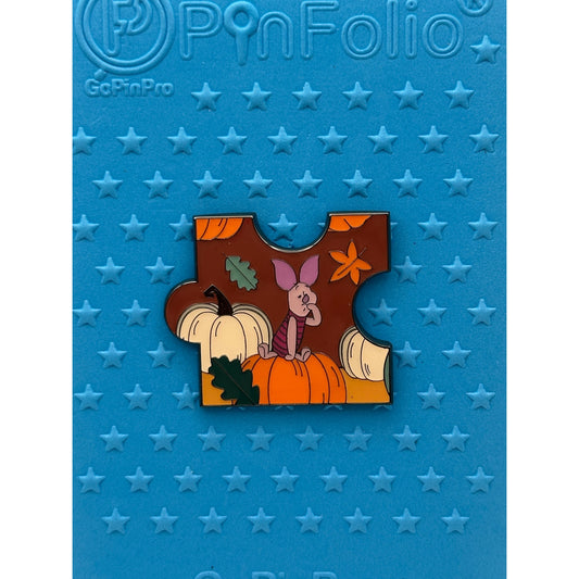 Loungefly Disney Winnie the Pooh Autumn Puzzle Blind Box Enamel Pin - Piglet on a Blue Background pin board from pins and wishes