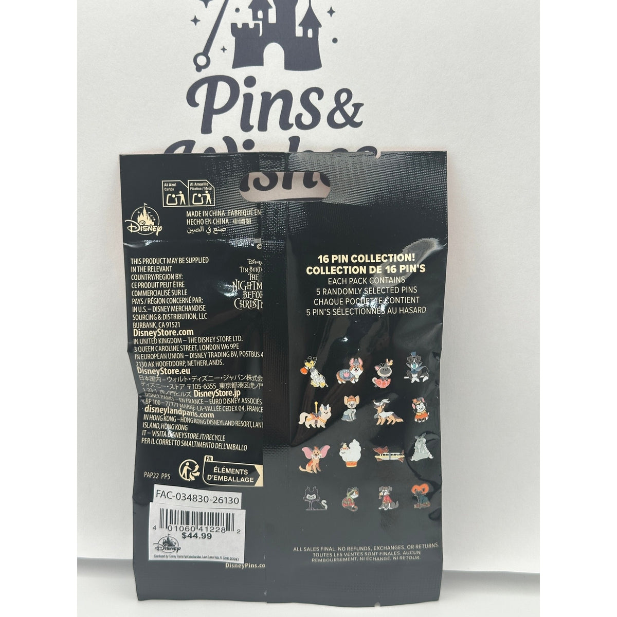 Disney Cats & Dogs in Halloween Costumes Unopened Pin Pack