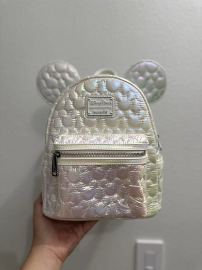 Disney Parks Mickey Mouse Icon Quilted Iridescent Loungefly Mini Backpack | Pins and Wishes