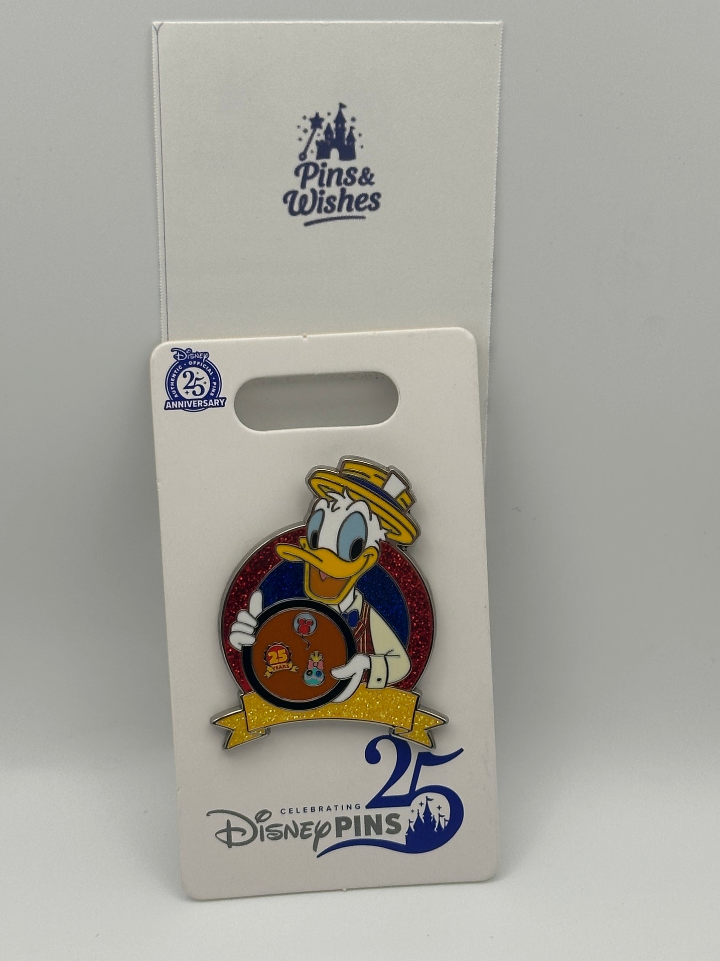 Disney Parks 25th Anniversary Pin Trading Donald Duck Pin Board