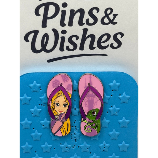 Disney Princess & Sidekicks Flip Flop Sandals - 2 Pin Set Rapunzel & Pascal