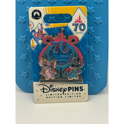Disneyland DLR 70th Celebration Sign Pin - Stitch and Angel - Limited Edition