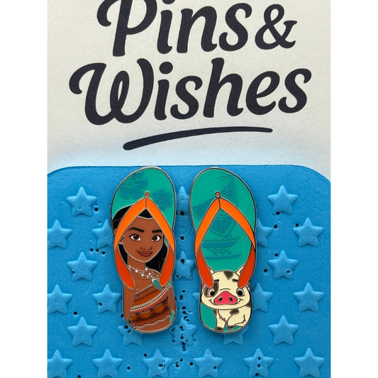 Disney Princess & Sidekicks Flip Flop Sandals - 2 Pin Set Moana & Pua
